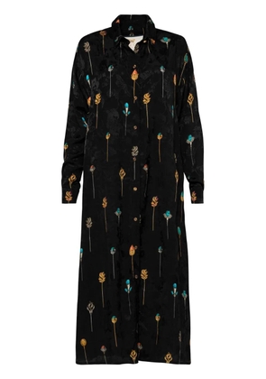 Agua By Agua Bendita Frida Ornamento maxi shirt dress - Black