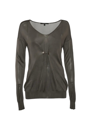 Gucci Pre-Owned brooch-detail long-sleeve sweater - Grey