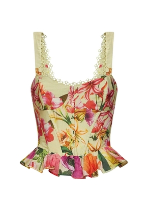 Charo Ruiz Ibiza floral-print ruffled top - Neutrals