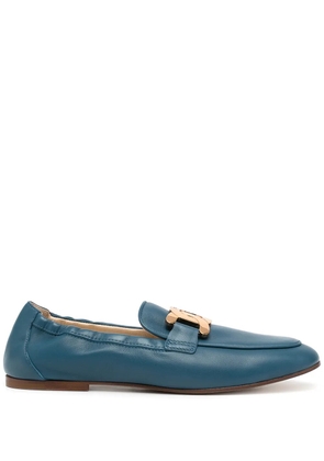 Tod's engraved-logo chain-link detail loafers - Blue