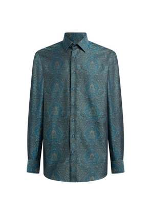 ETRO cotton jacquard shirt with ornamental motif - Blue