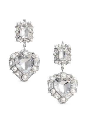 Self-Portrait crystal-embellished heart earrings - Silver