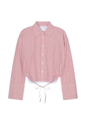 Closed striped gathered shirt