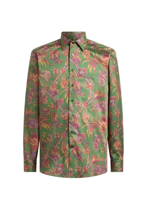 ETRO shirt in cotton satin with floral Paisley motif - Green
