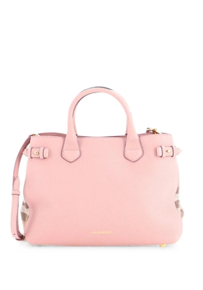 Burberry Pre-Owned Banner Tote Leather and House Check Canvas Medium satchel - Pink