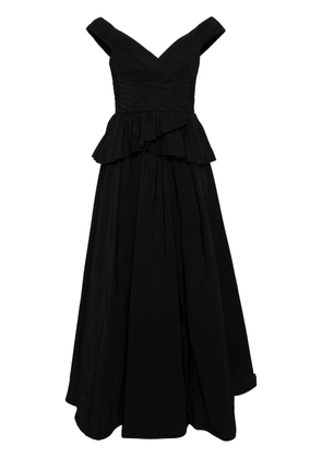 Marchesa Notte draped-detail taffeta gown - Black