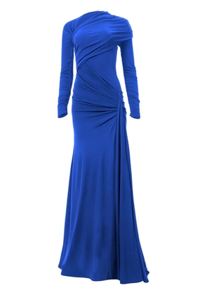 Carolina Herrera long-sleeve draped gown - Blue