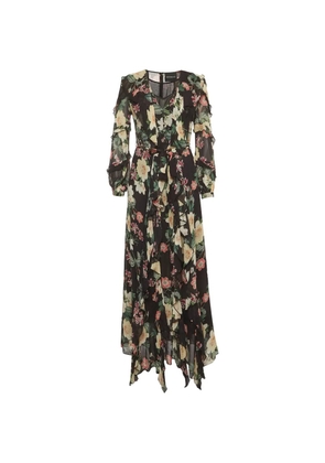 Nicholas floral-print ruffle maxi dress - Black