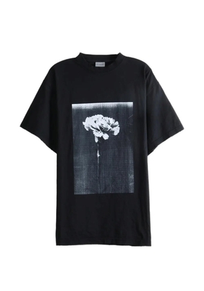 Balenciaga floral-print slogan-print T-shirt - Black