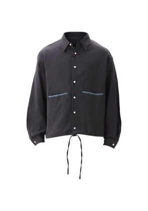 estudio niksen embroidery-detail drawstring shirt - Grey