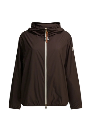 Moncler logo-patch hooded jacket - Brown