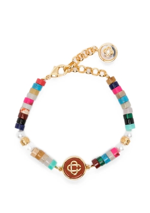 Casablanca beaded logo-plaque bracelet - Gold