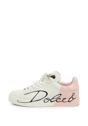 Dolce & Gabbana Pre-Owned Portofino script low-top sneakers - White