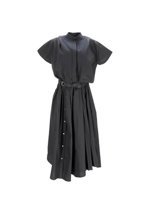 sacai midi belted cut-out shirt dress - Black