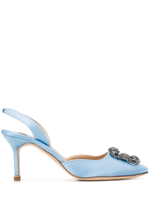 Manolo Blahnik embellished toe slingback pumps - Blue