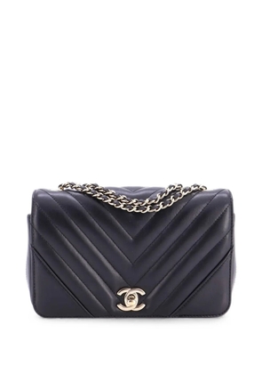 CHANEL Pre-Owned Statement Flap Bag Chevron Calfskin Mini crossbody bag - Black