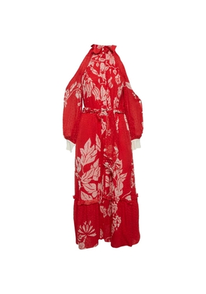 Fendi Pre-Owned floral-print mock-neck maxi dress - Red