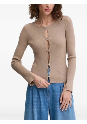 GUESS USA sequin-embellished ribbed cardigan - Brown