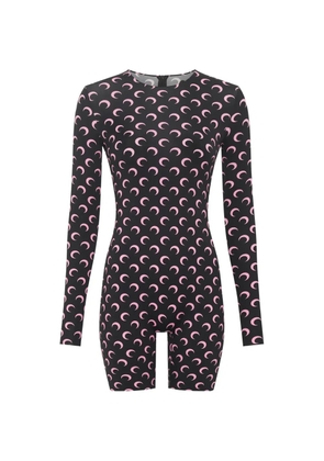 Marine Serre Moon-print jersey playsuit - Black