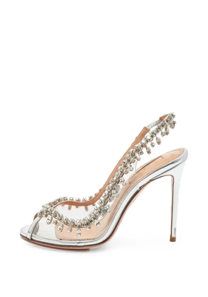 Aquazzura Temptation crystal-embellished slingback pumps - White