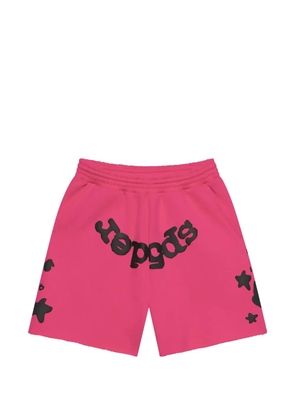 SP5DER logo-print raw-edge shorts - Pink