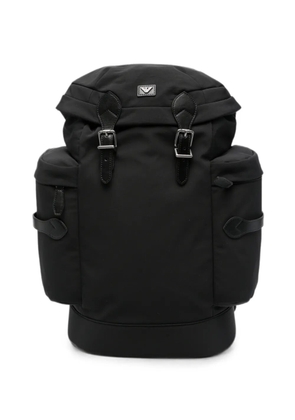 Emporio Armani buckle-fastening logo-plaque backpack - Black