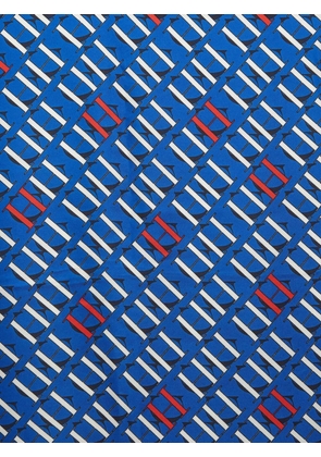 Carolina Herrera Vintage monogram-print silk scarf - Blue