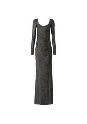 ETRO chenille jacquard long dress with Paisley foliage motif - Green