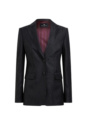 ETRO single-breasted wool jacquard jacket with Arnica motif - Black