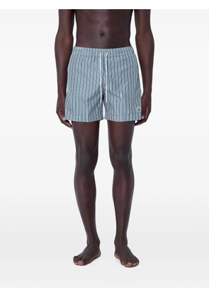 Moncler stripe-pattern drawstring swim shorts - Blue