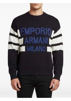 Emporio Armani Pre-Owned striped logo sweater - Black
