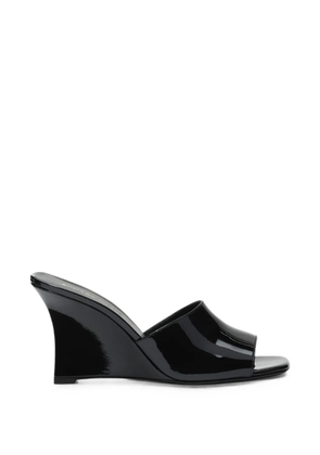 Stuart Weitzman Vinnie patent-finish wedge sandals - Black