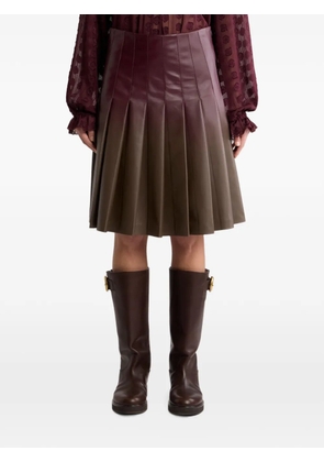 ETRO short pleated-skirt in degradé-leather - Brown