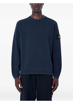 Stone Island logo-patch button-detail sweatshirt - Blue