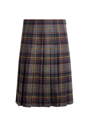 ETRO pleated short skirt in stretch wool with check motif - Grey