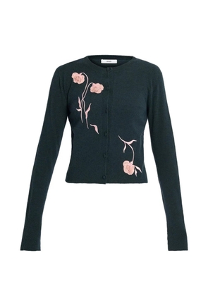 ERDEM flower-embroidered cardigan - Green