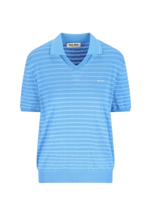 Miu Miu striped V-neck sweater - Blue
