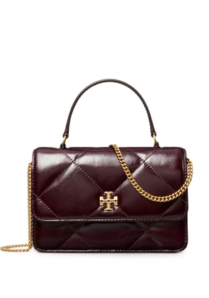 Tory Burch mini Kira diamond quilt distressed top-handle crossbody - Red