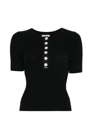 SANDRO ribbed-knit button-placket top - Black
