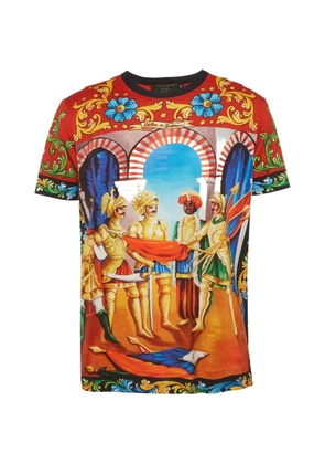 Dolce & Gabbana Pre-Owned medieval knight print T-shirt - Red