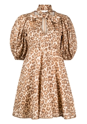 ZIMMERMANN leopard-print linen minidress - Multicolour