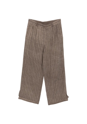 Emporio Armani vertical-stripe pleated trousers - Brown
