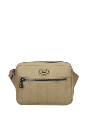 Lacoste monogram-embossed zip-fastening messenger bag - Neutrals