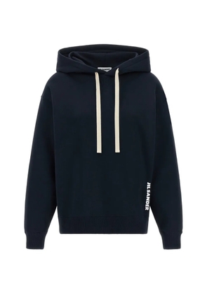 Jil Sander logo-print dropped-shoulder hoodie - Blue