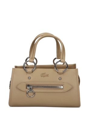 Lacoste small Celys ring-detail logo-patch tote bag - Neutrals