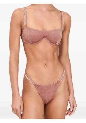 Devon Windsor Bonnie glitter-effect scalloped-trim bikini top - Pink