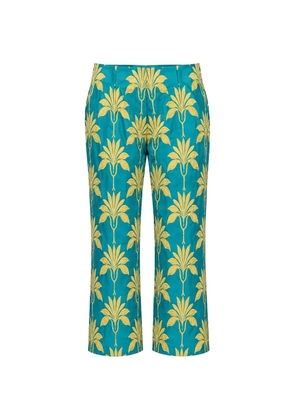 Odeeh floral-print straight-leg trousers - Blue