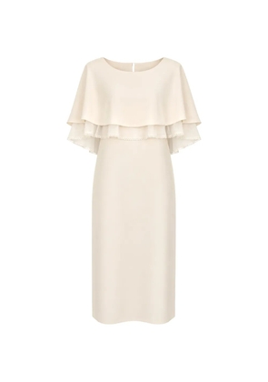 Alberta Ferretti cape-overlay midi dress - Neutrals