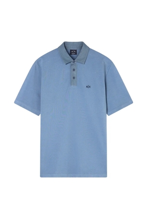 Armani Exchange logo-embroidered piqué polo shirt - Blue