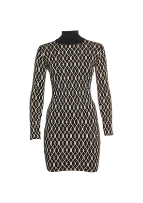 Elisabetta Franchi geometric-pattern mock-neck mini dress - Black